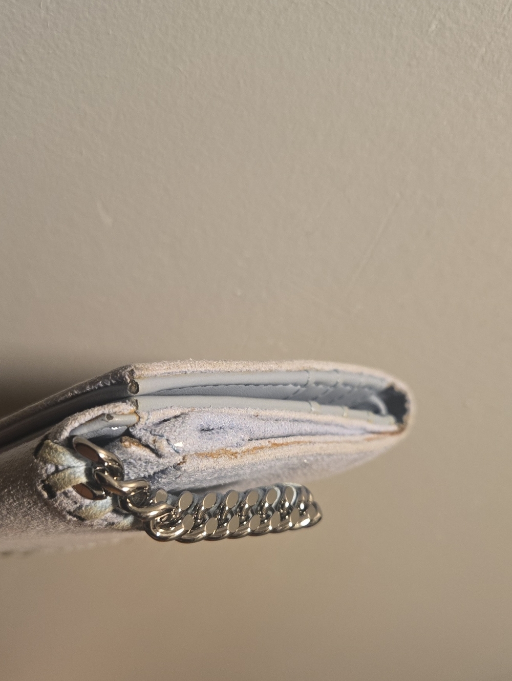 Stella McCartney light gray/blue mini chain-trim wallet - Picture 10 of 14